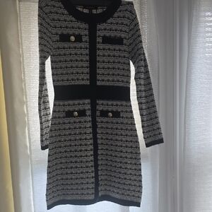 Ellen Tracy Black and White Long Sleeve Dress